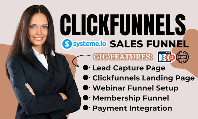 Gig Preview - Design clickfunnels landing page, clickfunnels sales funnel, systeme io website