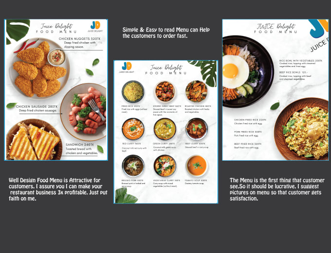 Gig Preview - Make food menu design