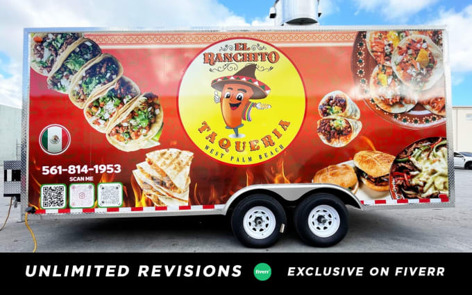 Gig Preview - Design attractive food truck wrap,trailer, vehicle,car wrap design