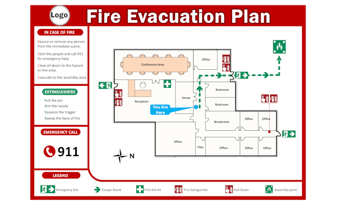 Gig Preview - Design fire evacuation diagram, egress plan, exit map