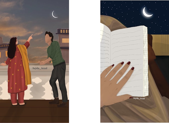 Gig Preview - Create faceless illustration scenes of book, novel and concept art