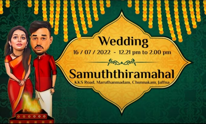 Gig Preview - Make caricature animated wedding invitation video