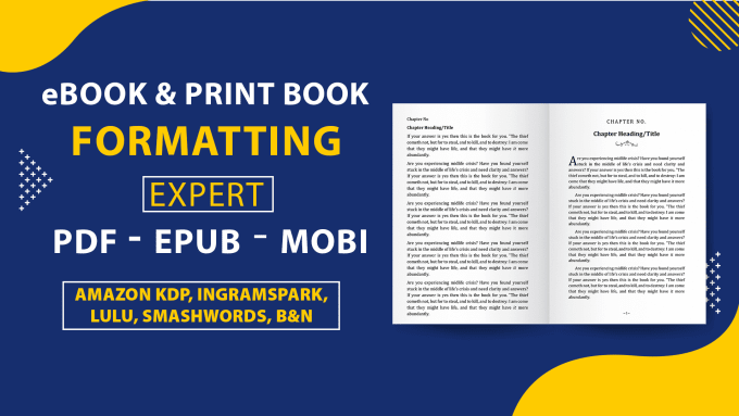 Gig Preview - Do ebook and print book formatting expert for kdp, lulu, ingramspark