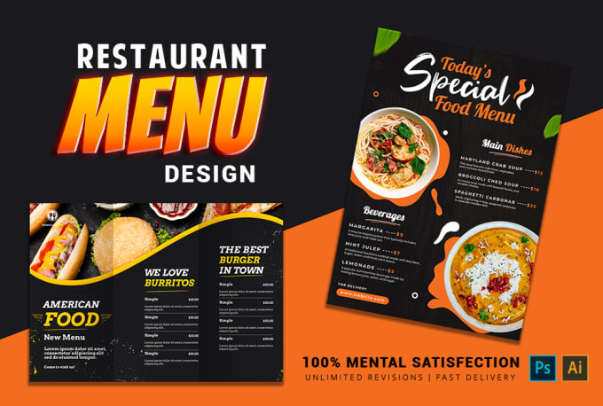 Gig Preview - Do amazing and modern restaurant menu design, food menu, card menu, menu board