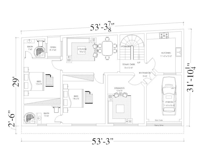 Gig Preview - Draw 2d drawing  plan of any building in cad