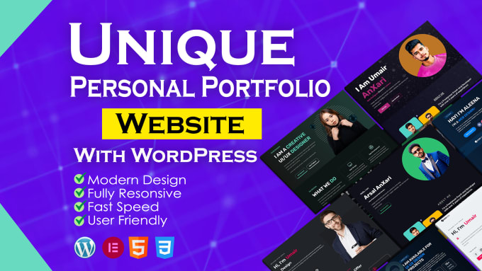 Gig Preview - Design or create you a personal portfolio website with wordpress