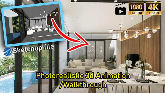 Gig Preview - Turn your sketchup file into photorealistic animation