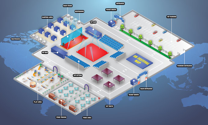 Gig Preview - Design festival map and isometric event map illustrations