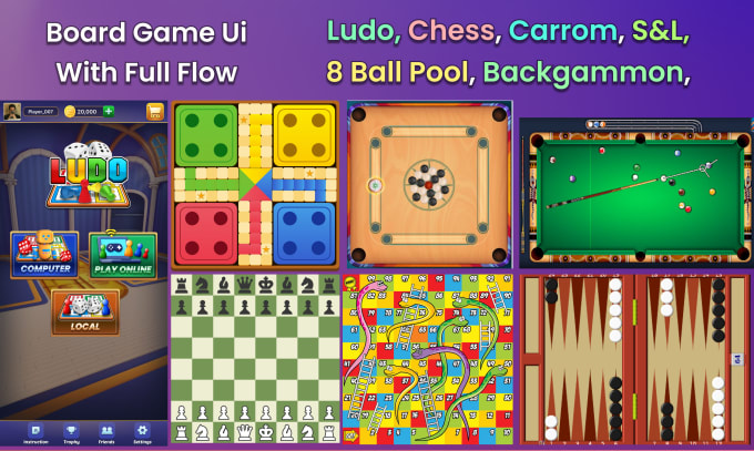 Gig Preview - Professional board game UI UX design for ludo, carrom, and more