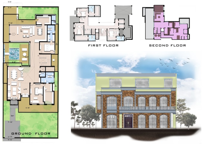 Gig Preview - Render a professional 2d floor plan in photoshop