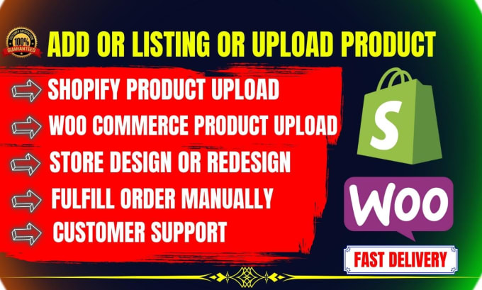 Gig Preview - Do shopify add product, product listing, product upload and order fulfillment