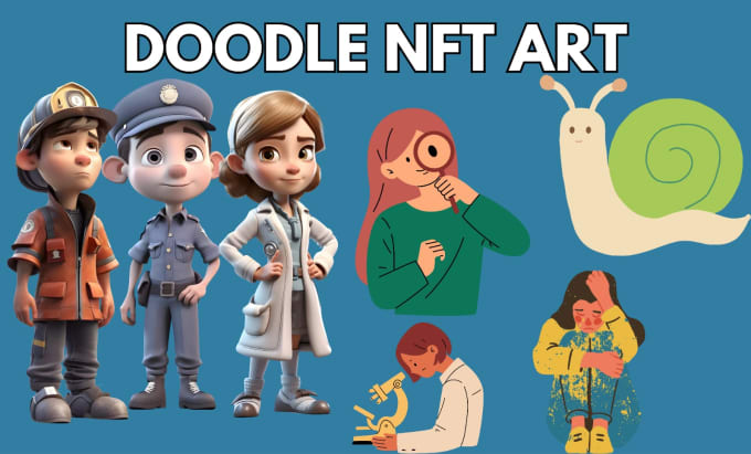 Gig Preview - Create doodle nft art up to 10k,cartoon, doodle