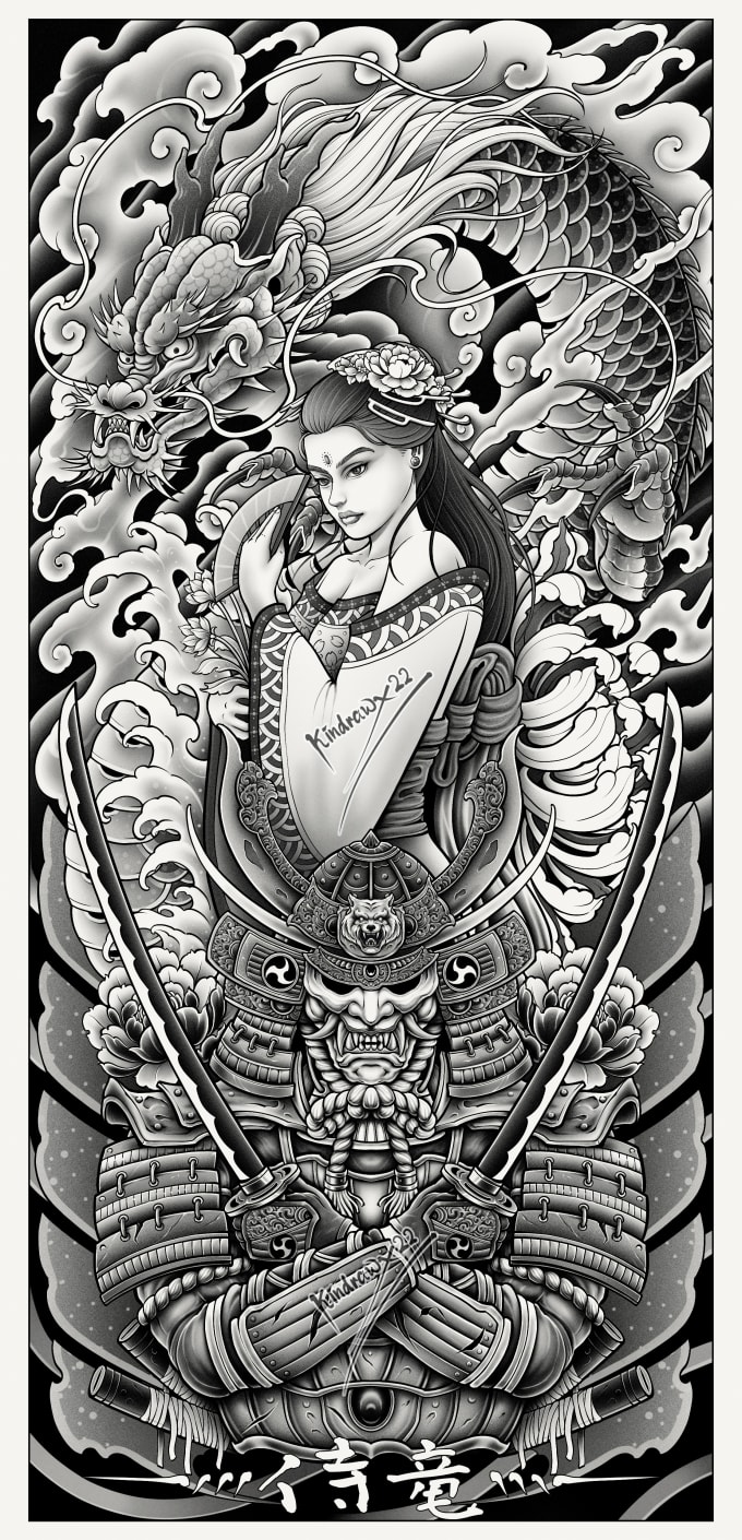 Gig Preview - Create any tattoo designs and japanese irezumi tattoo style