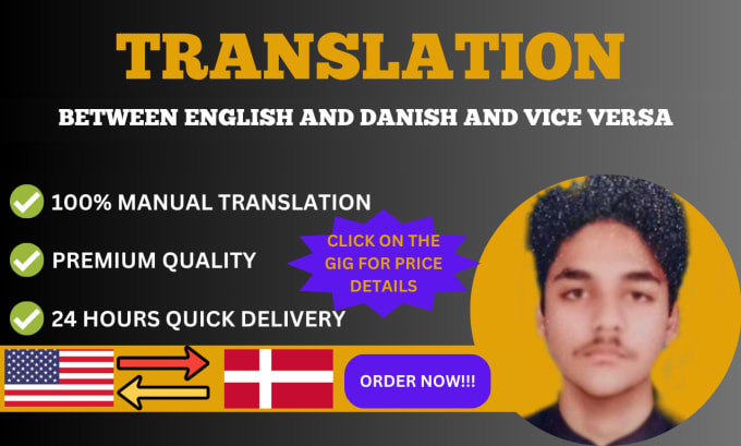 Gig Preview - Translate any text from english to danish or vice versa