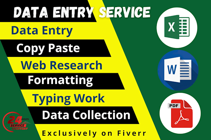 Gig Preview - Do data entry typing work,data collection and copy paste job