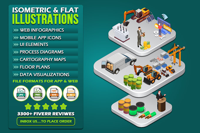 Gig Preview - Create vector art isometric infographic illustration for app and web