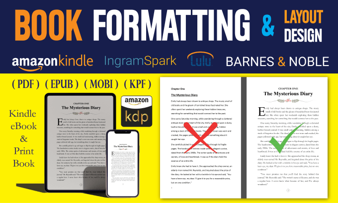 Gig Preview - Book formatting, layout design, and kindle ebook for KDP, lulu, ingramspark