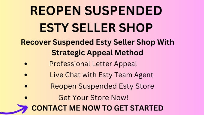 Gig Preview - Do etsy reinstatement appeal letter esty suspension etsy shop reopen