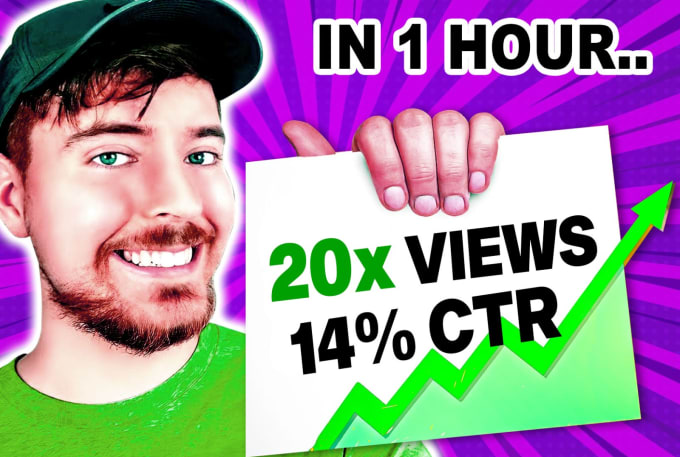 Gig Preview - Create attractive clickbait amazing youtube thumbnail design