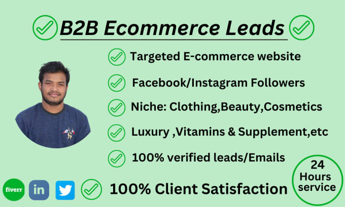 Gig Preview - Do fashion, cosmetics, supplement niche ecommerce lead generation