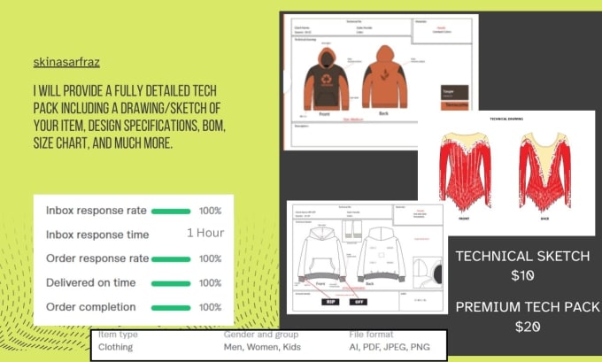 Gig Preview - Make fashion tech pack in 2 hours