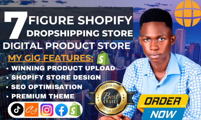 Gig Preview - Build shopify dropshipping store, shopify store setup, shopify website design