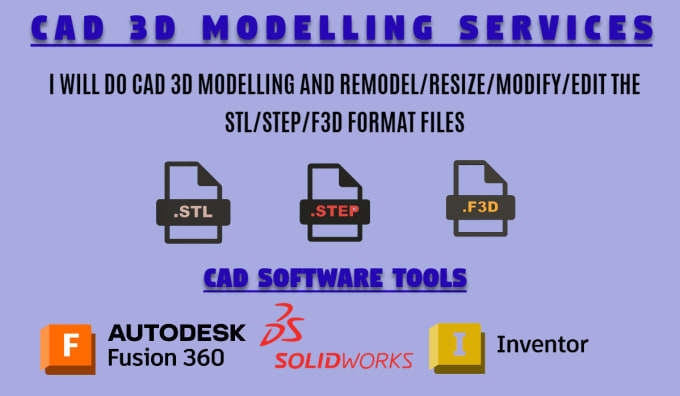 Gig Preview - Do 3d cad model, edit, resize and modify stl step cad file