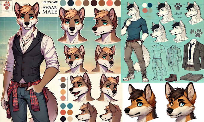 Gig Preview - Draw 2d reference sheet,  roblox map,  oc, dnd, furry art, fursona character