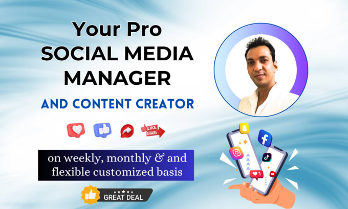 Gig Preview - Be your social media marketing manager and content creator