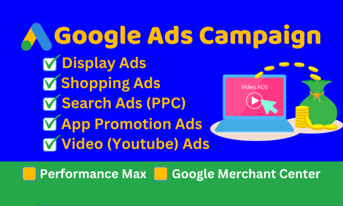 Gig Preview - Do google display ads youtube ads and shopping ads campaign