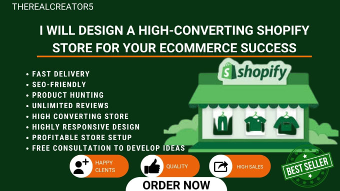 Gig Preview - Design a high converting shopify store for your ecommerce success