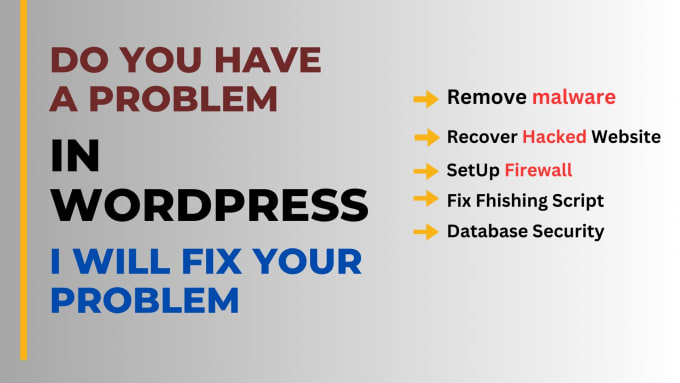 Gig Preview - Wordpress malware removal,clean malware and fix hacked website