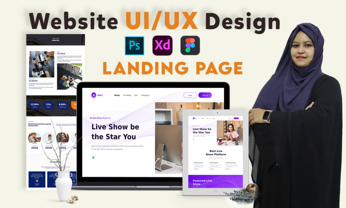 Gig Preview - Design attractive landing page and website UI UX, app design