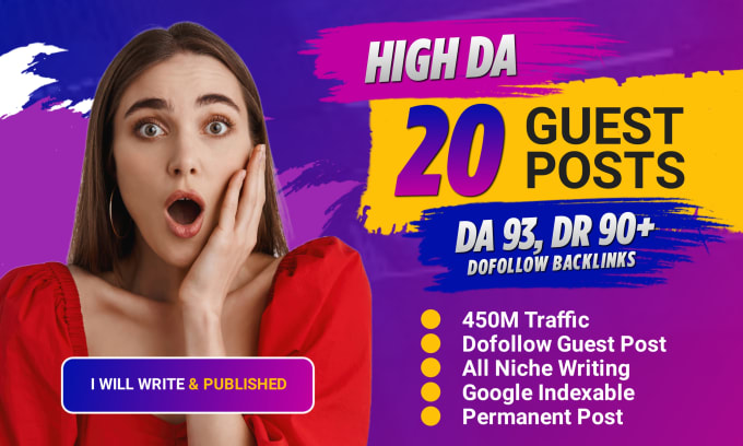 Gig Preview - Write and publish high da guest post with dofollow backlinks