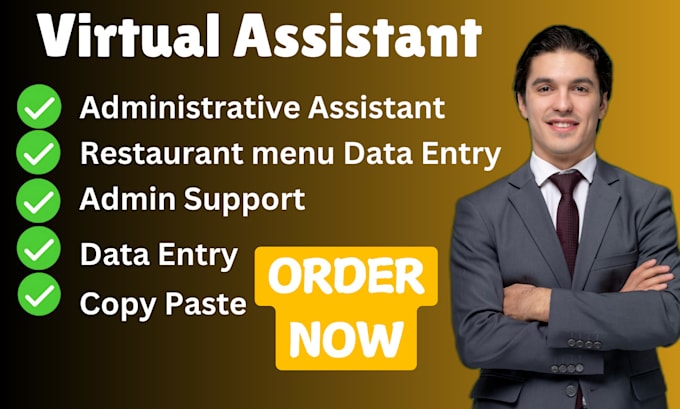 Gig Preview - Do restaurant menu data entry, administrative , admin support, web research, VA