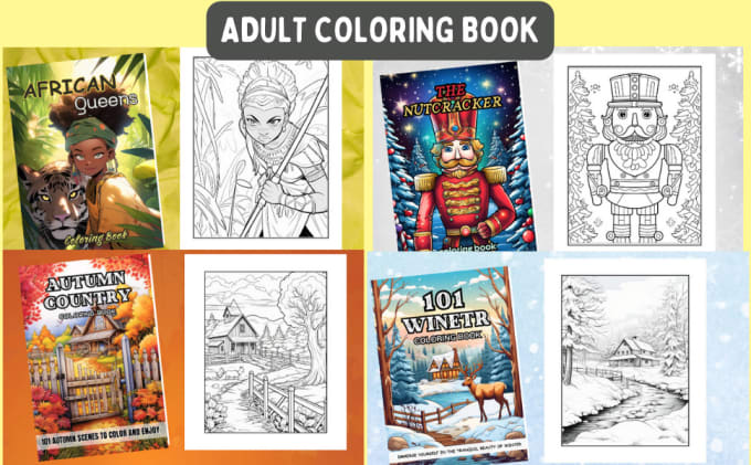 Gig Preview - Design adult coloring pages adult coloring book activity book for kdp