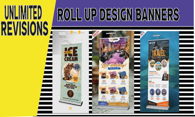 Gig Preview - Design professional  stand, roll up, wall, food, youtube, web  banners