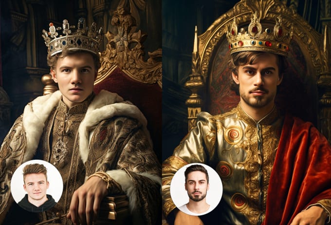 Gig Preview - Create a personalized renaissance royal portrait of a king or a queen