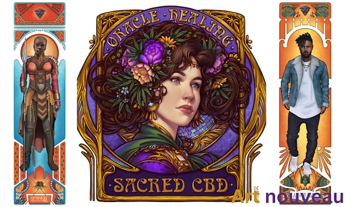 Bestseller - draw art nouveau character, vintage logo, retro poster with your illustration