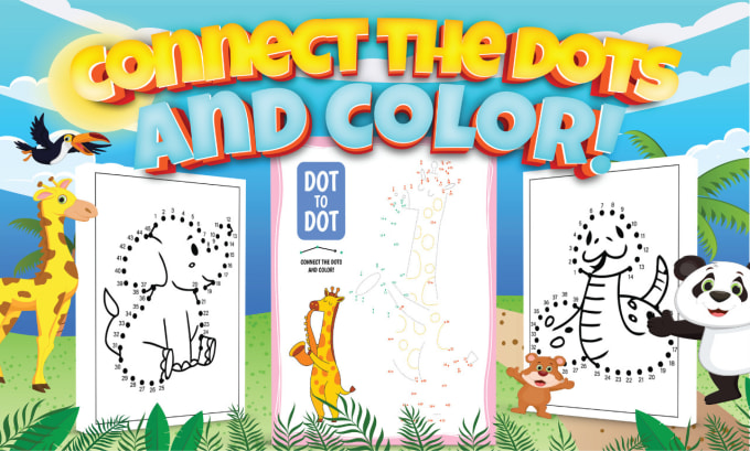 Gig Preview - Do connect the dots and color to dot coloring page for kdp or etsy