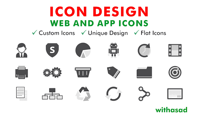 Gig Preview - Design unique awesome flat custom icon design and icon set