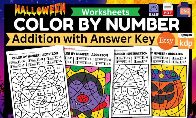 Gig Preview - 50 color by numbers or color by code worksheet coloring pages