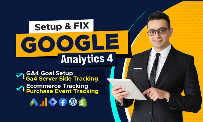 Gig Preview - Fix or setup google analytics 4,ga4 ecommerce tracking,conversion tracking GTM