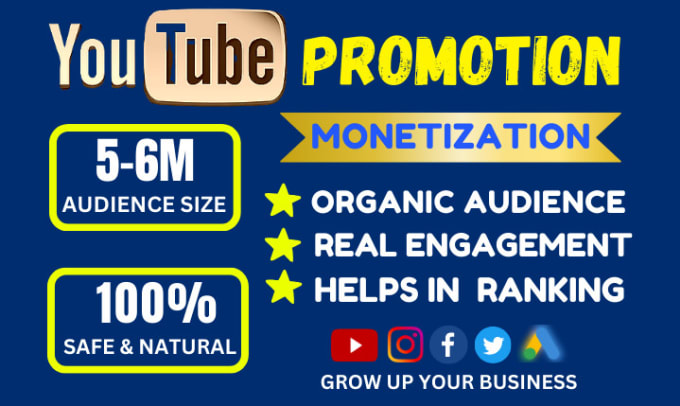 Gig Preview - Do organic youtube video promotion google ads to complete monetization