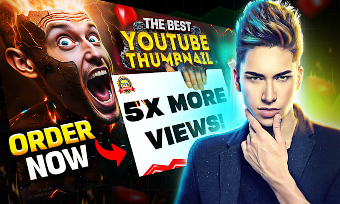 Gig Preview - Design attractive clickbait amazing youtube thumbnails