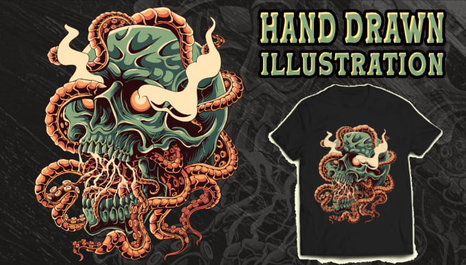 Gig Preview - Create professional skull illustration for unique t shirt designs