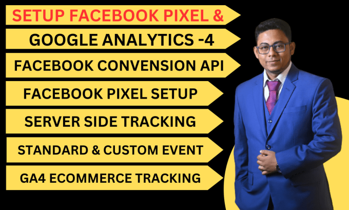 Gig Preview - Fix facebook pixel setup conversion api with tag manager, google analytic 4