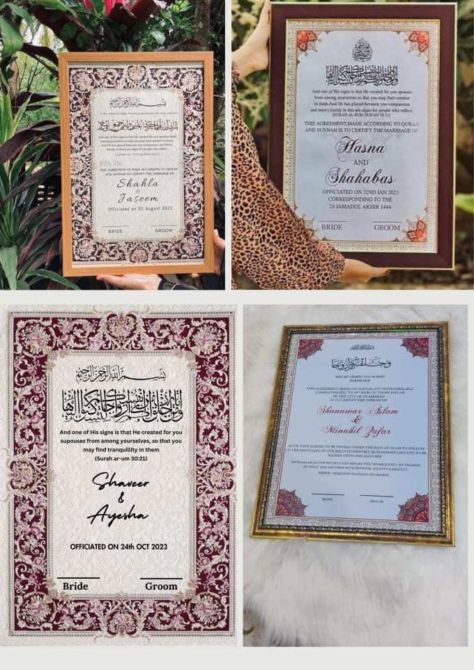 Gig Preview - Design nikkah certificate, nikkah nama and marriage contract