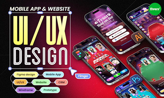 Gig Preview - Creative UI UX design for mobile, web apps and websites, expert in fimga