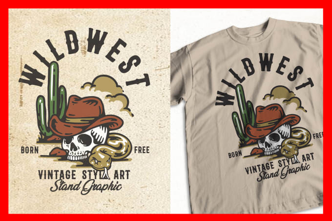 Gig Preview - Do outdoor vintage design , western retro skull illustration